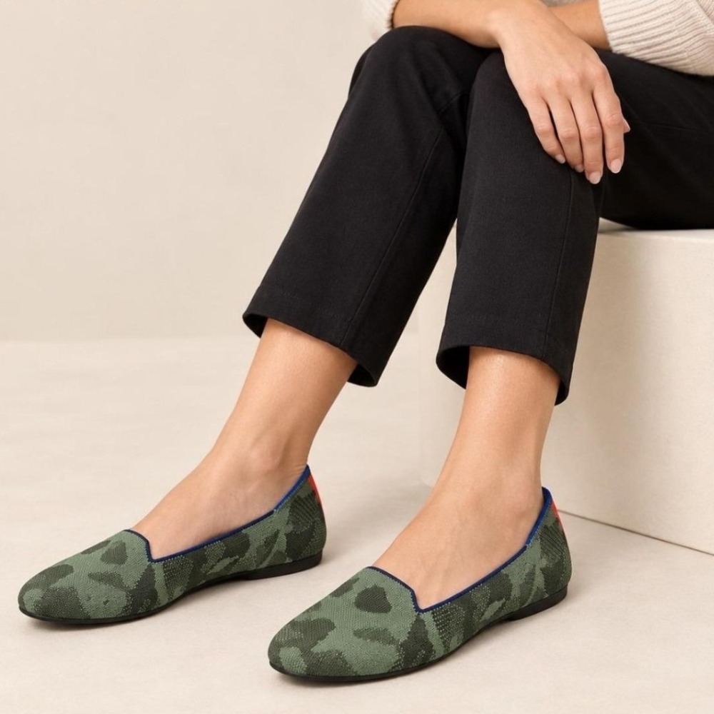 Rothy's Loafer Size 9.5 Green Camo Sustainable Knit Flat Shoes Camouflage